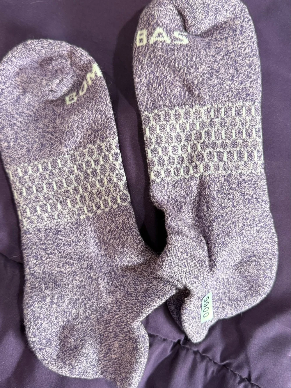 Bombas Women’s Purple Ankle Socks Large New White Accents